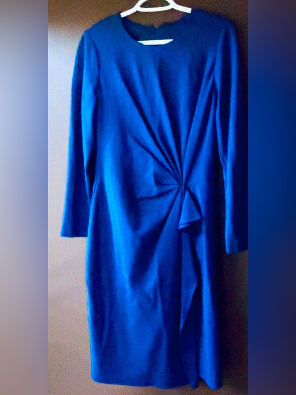 Kobi Halperin Women's Royal Blue Long Sleeve Twist Front Sheath Dress